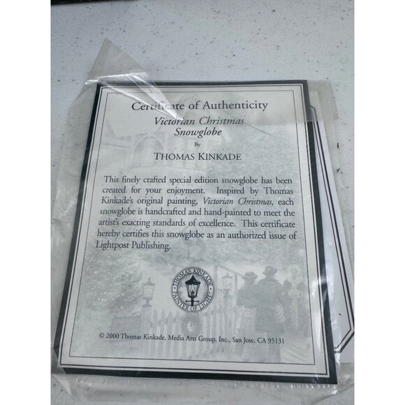 Thomas Kinkade Victorian Christmas Snowglobe With Certificate Of Authenticity - Picture 7 of 10